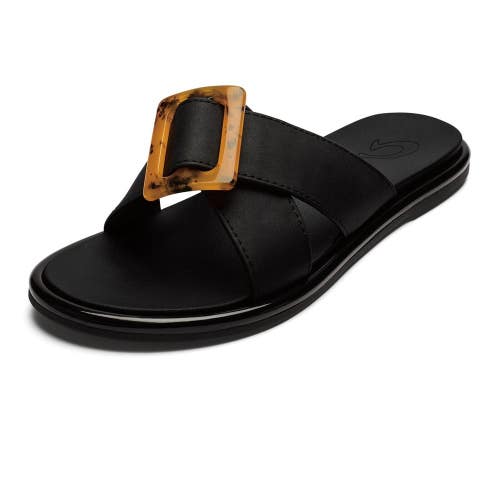 OluKai La'I 20511-4040 Sandals Women's US 9B Black Open Toe Slip On Slide BBK034