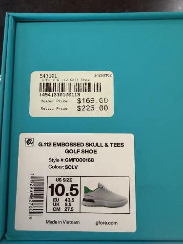 G/Fore G.112 Embossed Skull & Tees Mens Golf Shoe - SCLV - Size 10.5 NEW