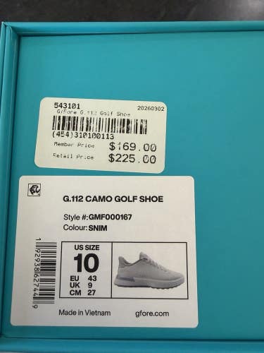 G/Fore G.112 Camo Mens Golf Shoe - Snow/Nimbus - Size 10 NEW
