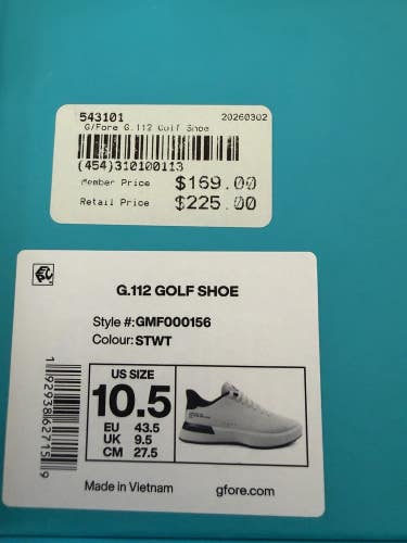 G/Fore G.112 Mens Golf Shoe - Snow/Twilight - Size 10.5 NEW