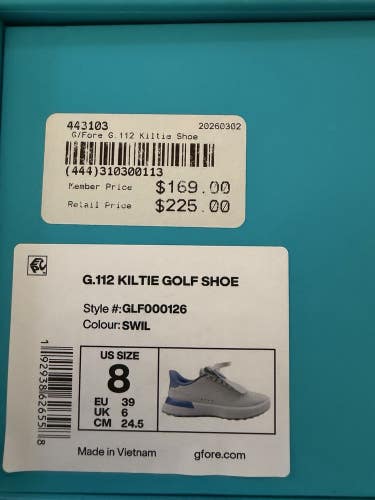 G/Fore G.112 Kiltie Womens Golf Shoe - SWIL - Size 8 NEW