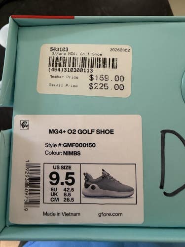 G/Fore MG4+ O2 Mens Golf Shoe - Nimbus - Size 9.5 NEW