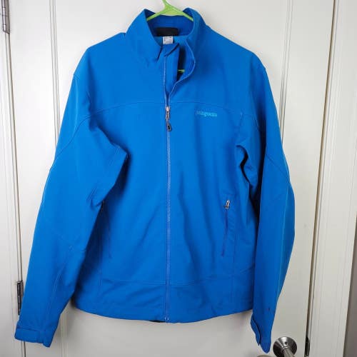 Patagonia Men's Size: L Blue SoftShell Polartec Windbloc Waffle Lined Zip Jacket