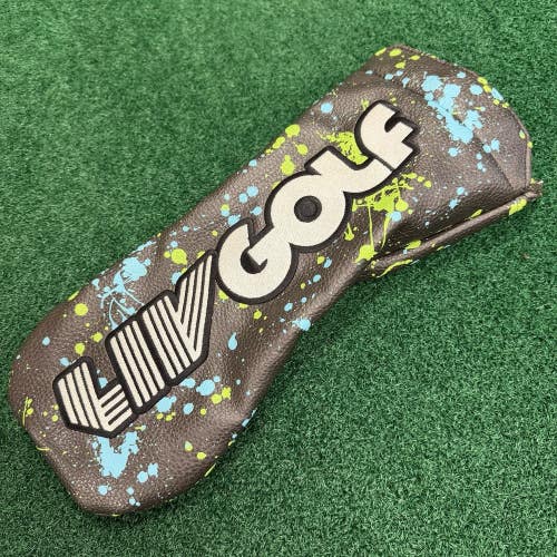 LIV Golf | Neon Splatter Driver Head Cover Charcoal Green Blue