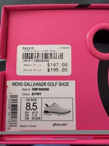 G/Fore Gallivan2r Mens Golf Shoe - STWT - Size 8.5 NEW