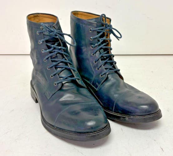 Cole Haan Dark Blue Leather Cap Toe Boots Dianite Soles US Men's 13 EXCELLENT