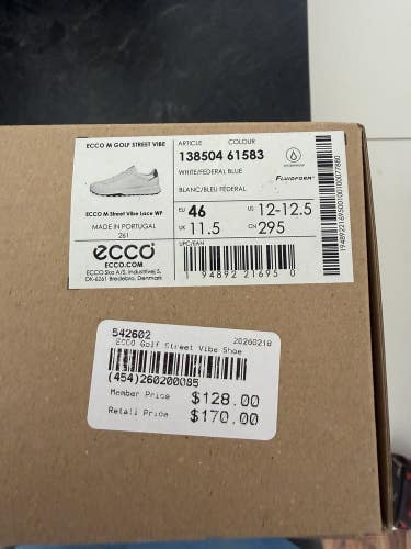 ECCO Golf Street Vibe Mens Golf Shoe - White/Federal Blue - Size 12-12.5 NEW