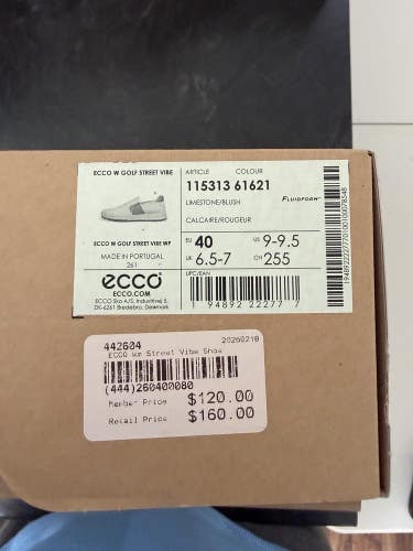 ECCO Golf Street Vibe Womens Golf Shoe - Limestone/Blush - Size 9-9.5 NEW