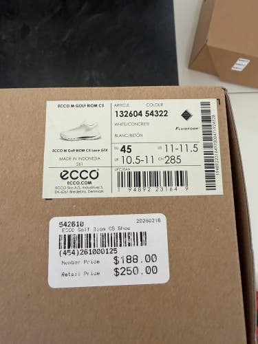 ECCO Golf BIOM C5 Lace GTX Mens Golf Shoe - White/Concrete - Size 11-11.5 NEW