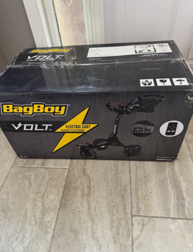 Bag Boy Volt Motorized 3-Wheel Golf Push Cart w/ Remote Control, Black/Gray