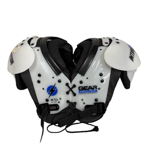 Used Pro-Tec INTIMIDATOR Football Shoulder Pads 60-80 pounds White Youth XS 11406-S000113552