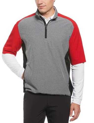 Callaway Mens Heather Blocked Half Zip Golf Pullover Jacket Tango Red Large L