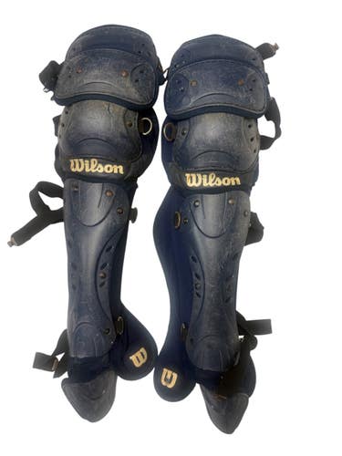 Used Wilson Catchers Leg Guards Navy Blue Junior 11406-S000113244