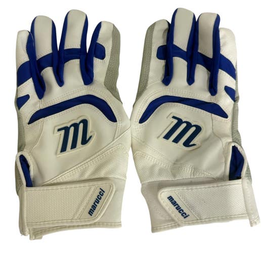 Used Marucci BB/SB Batting Gloves White/Blue Adult XL 11406-S000112766