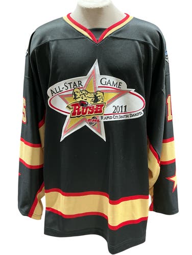 OT Rapid City Rush Pro Stock All Star Game Jersey Black/Red/Gold Size 56 (Used)