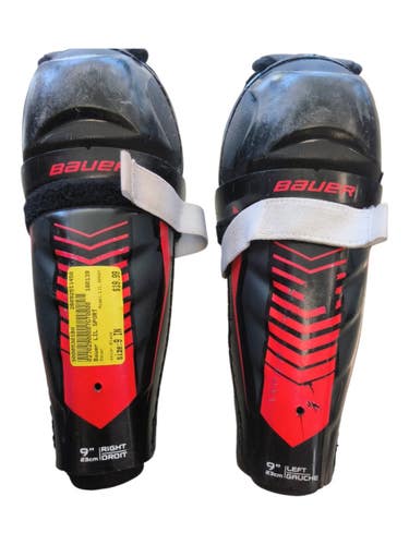 Used Bauer LIL SPORT Youth Shin Guards Black 9" 11450-S000530180