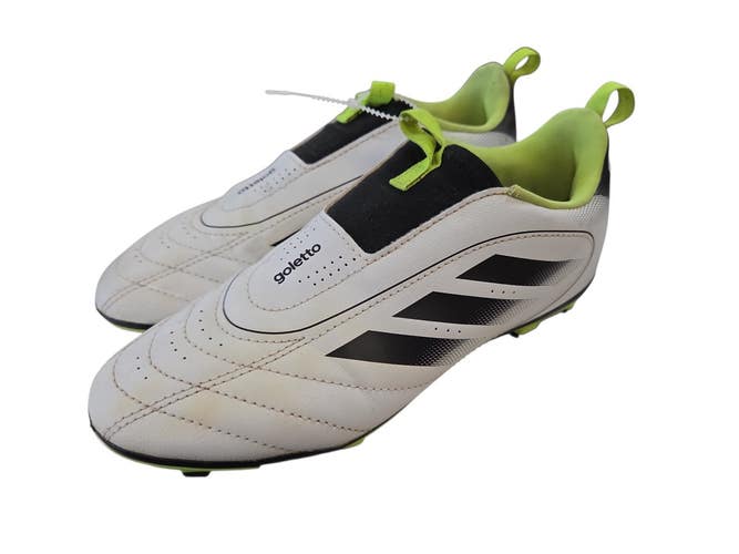 Used Adidas GOLETTO IX LACELESS Soccer Cleats White Junior 03.5 11450-S000528373
