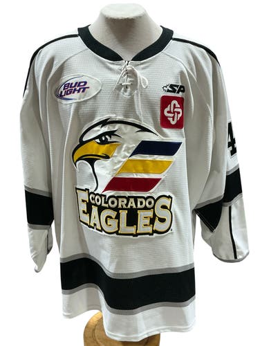 SP Apparel Pro Stock Colorado Eagles Jersey White Size 56 (Used)