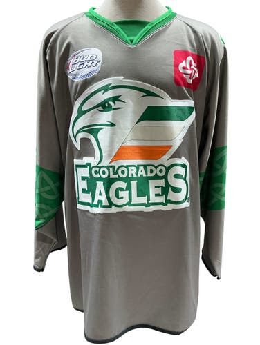 OT Colorado Eagles Pro Stock St Patrick’s Day Jersey Gray/Green Size 52 (Used)