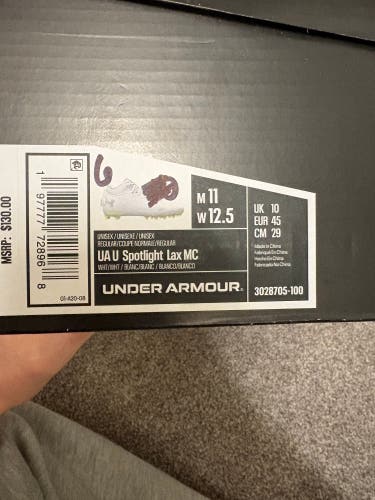 White Unisex Size M 11.0 (W 12.0) Adult Under Armour Spotlight MC (New)