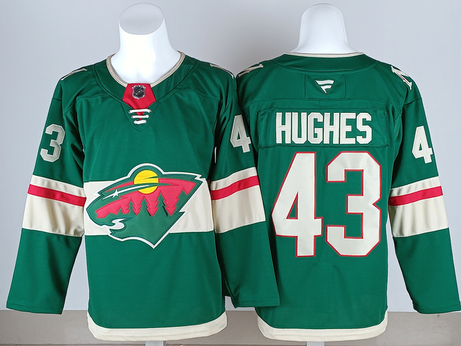 Men's Minnesota Wild Hughes 43 Stitched Jersey Ice Hockey Jersey size 50