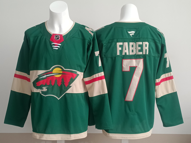 Men's Minnesota Wild Jonas Faber 7 Stitched Jersey Ice Hockey Jersey size 50