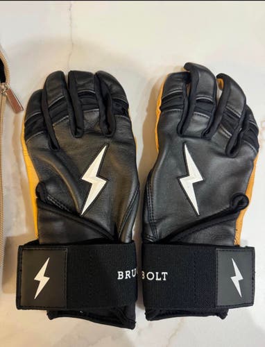 Bruce Bolt Original Series Long Cuff Batting Gloves - Black, Size Adult Small
