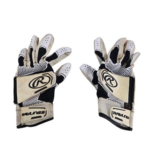 Used Rawlings BB/SB Batting Gloves White MD 11406-S000110016