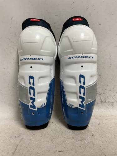 Used CCM NEXT Youth Shin Guards White And Royal Blue 8" 11855-S000212109