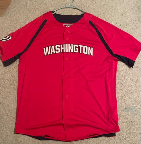 Large Majestic Washington Nationals Red Jersey Away New!
