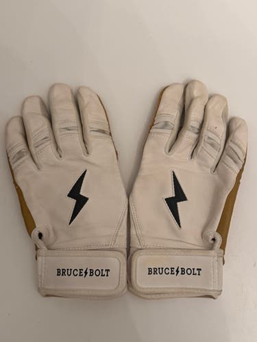Bruce Bolt Premium Pro Short Cuff Batting Gloves | Youth Large | White | (Lightly Used)
