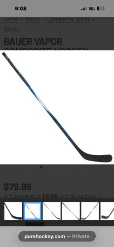 Senior Bauer Vapor Flylite Left Hand Hockey Stick P92 77 Flex (Used)