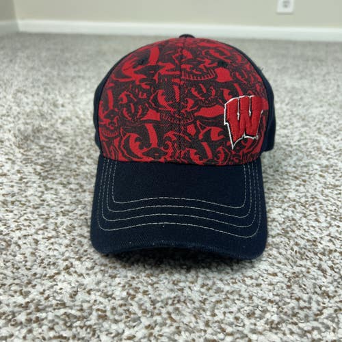 Wisconsin Badgers Hat Mens Medium Navy Red Zephyr Z Fit NCAA Football Flex Cap