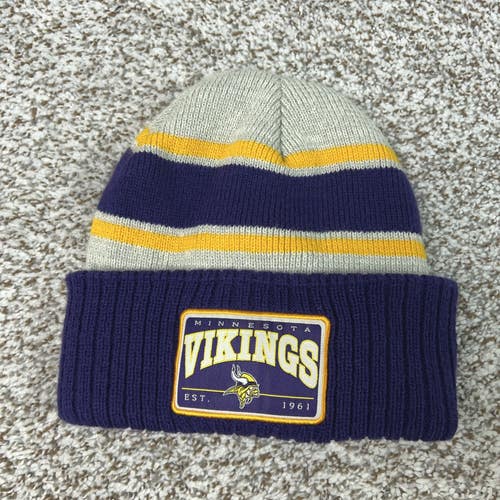 Minnesota Vikings Beanie Hat Mens One Size Purple Gray Gold NFL Football Cuffed