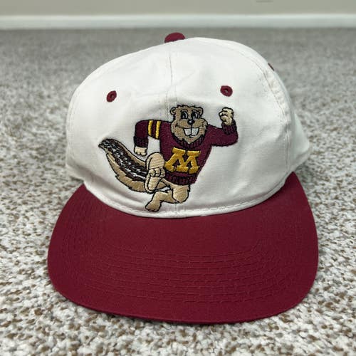 Vintage Minnesota Golden Gophers Hat Mens One Size White Goldy Snapback NCAA Cap