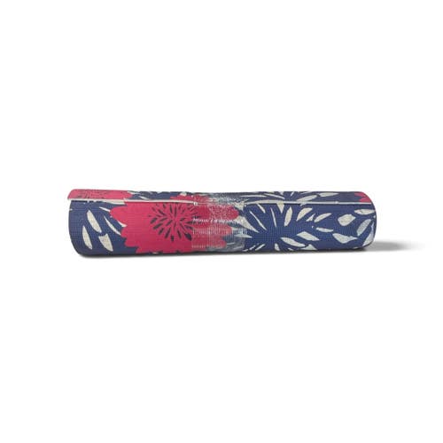 Used Yoga Mat Navy Blue with Pink Floral Print 11735-S000371136