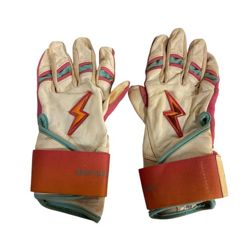 Used Bruce Bolt BB/SB Batting Gloves White MD 11406-S000113736