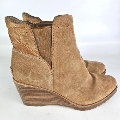 Sorel Women's After Hours Chelsea Tan Suede Wedge Ankle Boot Size 10