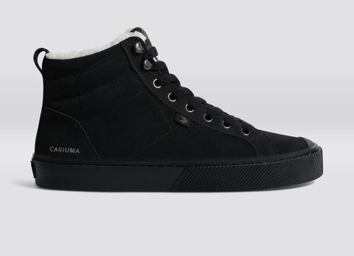 Cariuma OCA Therma Boots Mens US 8.5 Black Suede Shearling Lined High Top GAL744