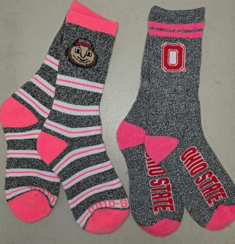 ST52 Mens NCAA OHIO STATE BUCKEYES Crew Socks Lot of 2 Pair MEDIUM New
