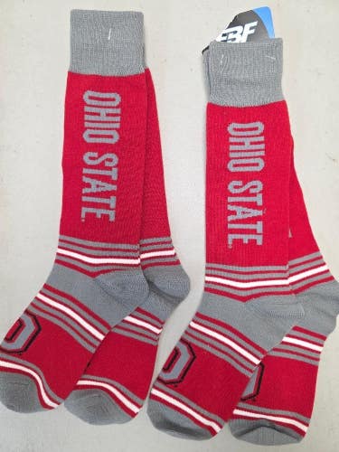 ST55 Mens NCAA OHIO STATE BUCKEYES Crew Socks Lot of 2 Pair MEDIUM New