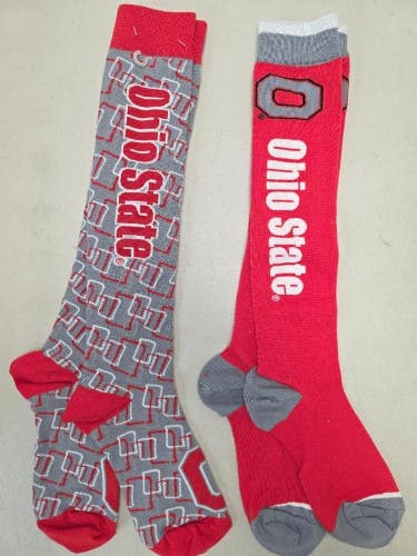 ST56 Mens NCAA OHIO STATE BUCKEYES Crew Socks Lot of 2 Pair MEDIUM New