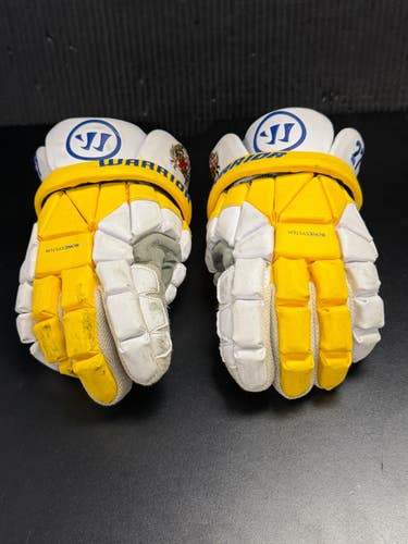 Used Warrior EVO Lacrosse Gloves Mens White And Yellow 12" 11849-S000045694