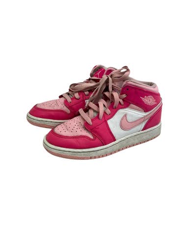 Used Jordan 1 MID PINK Basketball Shoes Y White And Pink Junior 04 11692-S000159345