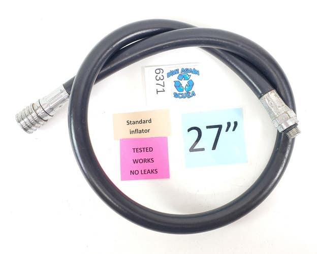 27" Standard BCD BC Inflator Hose 3/8" Threads Scuba Dive Diving Low Pressure