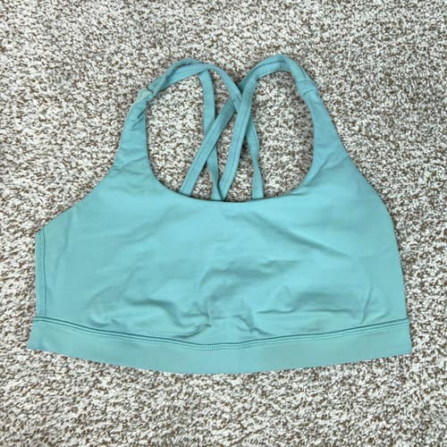 Lululemon Sports Bra Womens 10 Blue Strappy Crossback Yoga Gym Workout Running