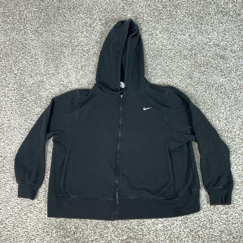 Nike Hoodie Womens 0X Plus Black One Full Zip Dri FIT Fleece Sweatshirt Swoosh