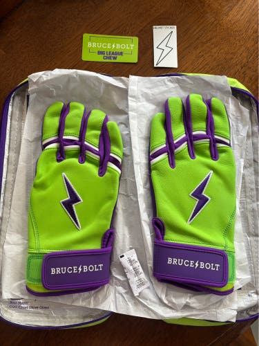 Limited Edition Bruce Bolt x Big League Chew Premium Pro Batting Gloves – Size Large – BRAND NEW