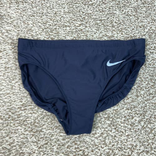Nike Swim Bottom Women Medium Blue Bikini Brief Lined Swoosh Logo Athletic Sport