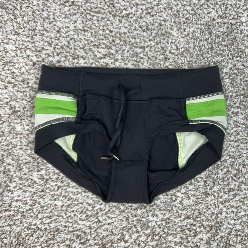 Lululemon Shorts Womens Extra Small Black Green Brief Heat it Up Hot Yoga Gym